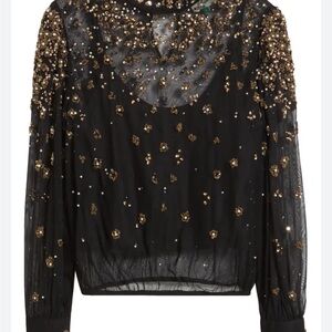 FARM Rio Embroidered tulle bubble top